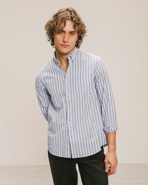 Camisa Fit Regular Azul Rayas